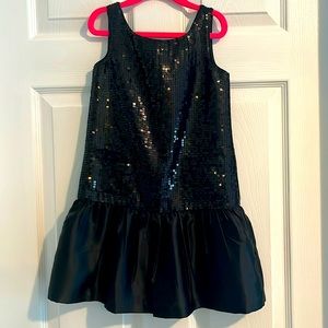 Gap kids black sequin and satin sleeveless dress tulles lined zipper back size S